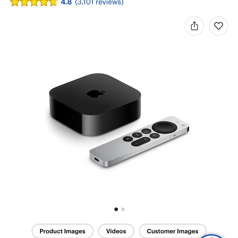 Apple TV 4K 64Gb (3rd generation) latest model Wi-Fi -black